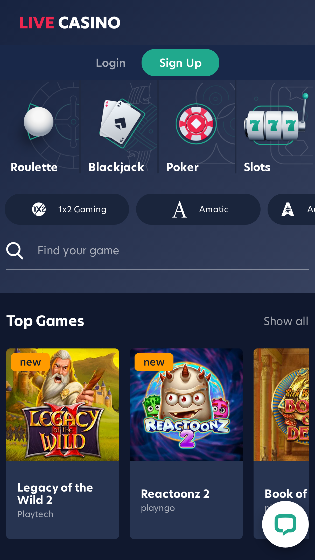play live casino app