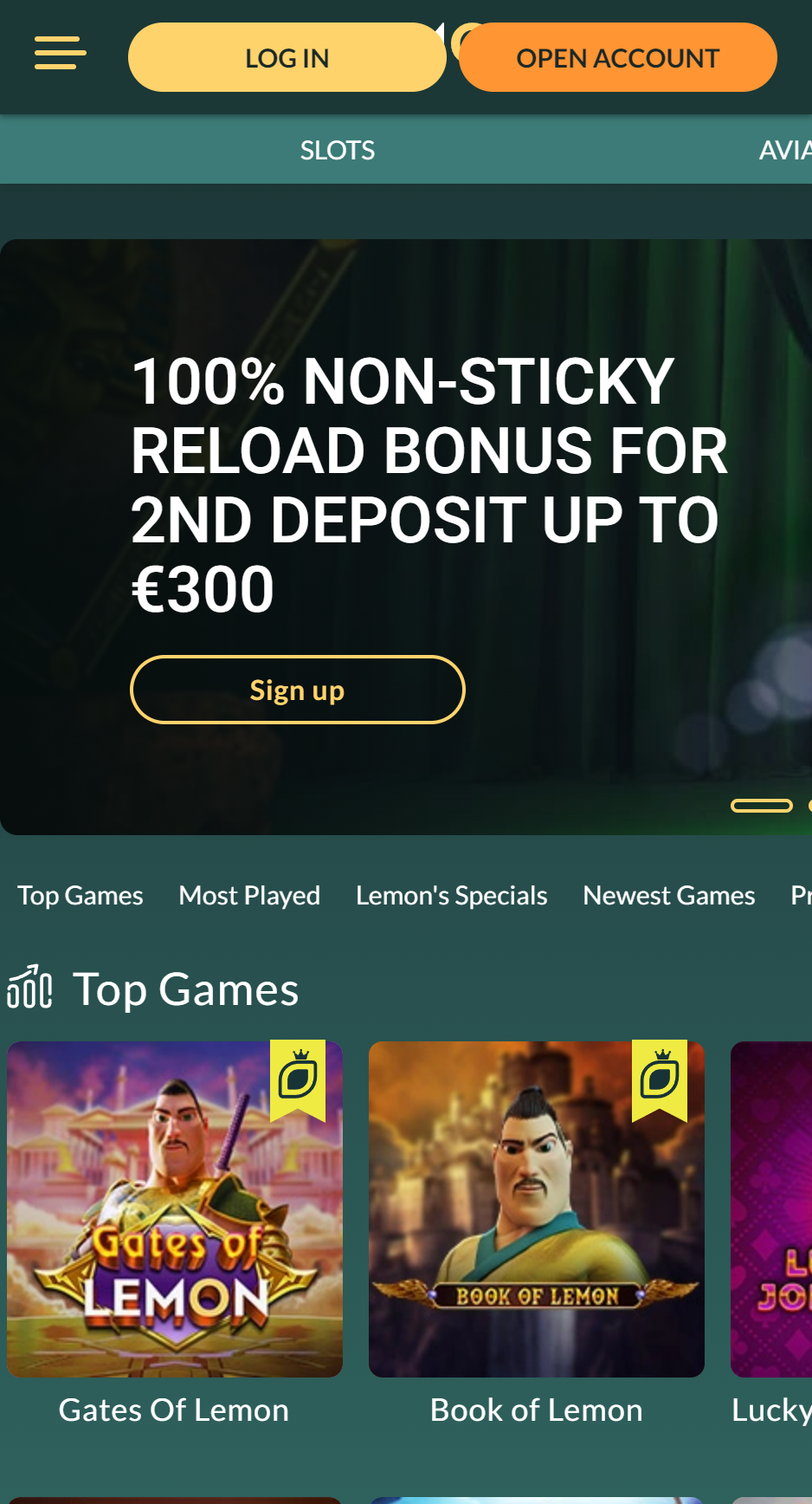 Lemon Casino App mobil képernyőkép