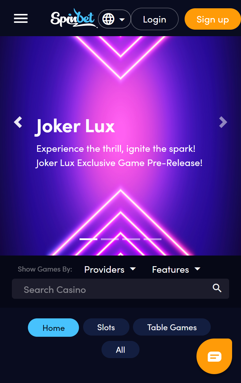 Screenshot of SpinBet App