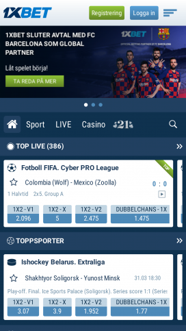 Aplicativo do 1xBet Casino Homepage