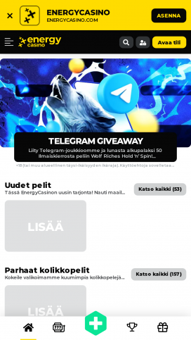 Aplikacja EnergyCasino Homepage