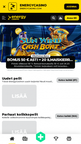 Aplikacja EnergyCasino Homepage