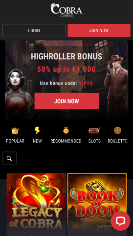 Cobra Casino Apps Homepage