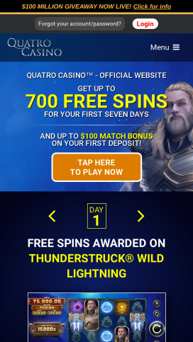 Quatro Casino App Homepage