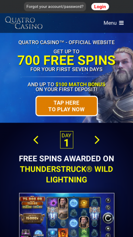 Quatro Casino App Homepage