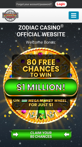 Zodiac Casino App Homepage