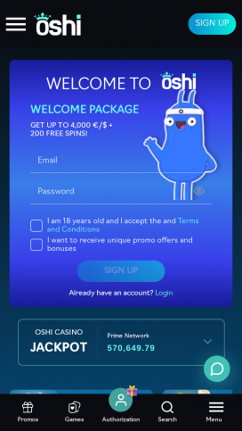 تطبيق كازينو أوشي Homepage