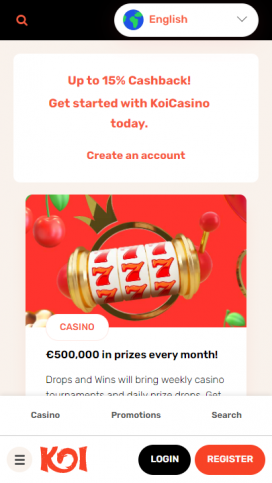 KoiCasino mobil Homepage