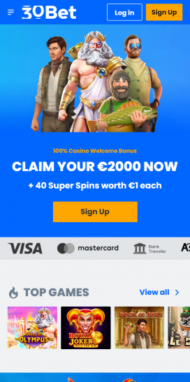 30Bet Apps Homepage