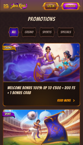 AbuKing Casino Apps Homepage