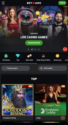 BetAmo Apps Homepage