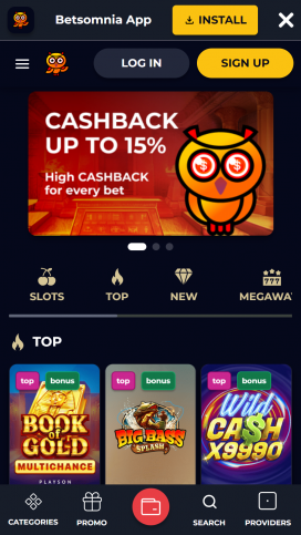 Betsomnia Casino Apps Homepage