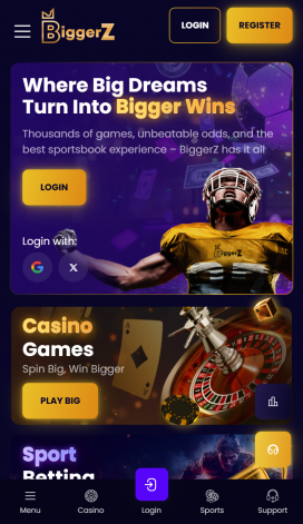 BiggerZ Casino Apps Homepage