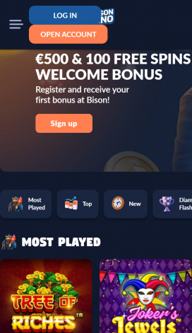 Bison Casino Apps Homepage