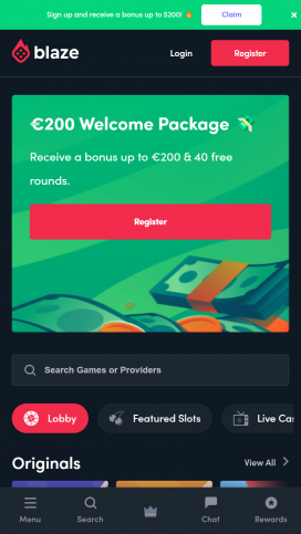 Blaze Casino Apps Homepage