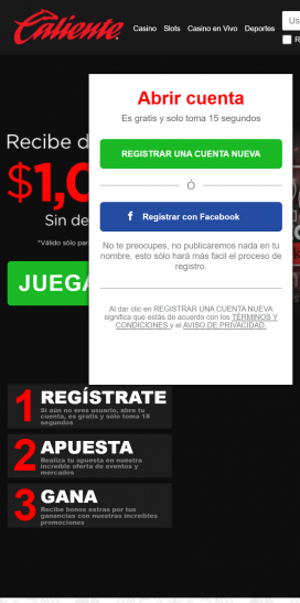 Caliente.mx App Homepage