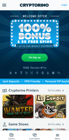 Cryptorino Apps Homepage