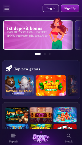 DreamSpin Casino Apps Homepage