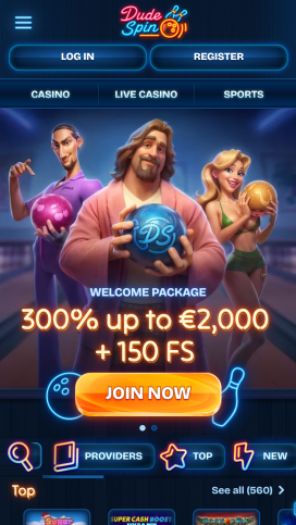 DudeSpin Casino Apps Homepage
