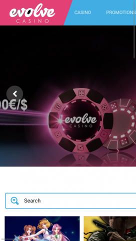 Evolve Casino App Homepage