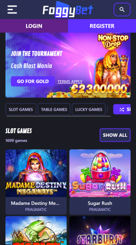 FoggyBet Apps Homepage