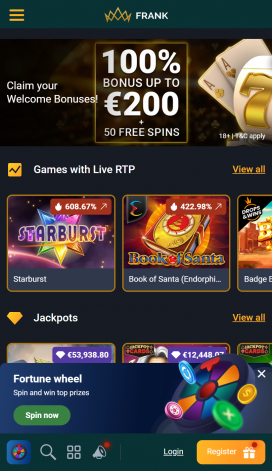 Frank Casino Apps Homepage