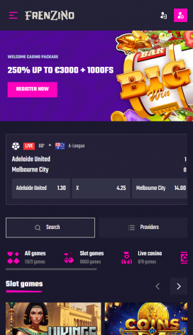 Frenzino Casino Apps Homepage