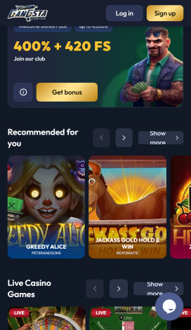 Gangsta Casino Apps Homepage