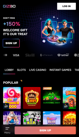 Gizbo Casino Apps Homepage