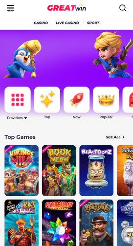 Applicazioni del casinò Greatwin Homepage