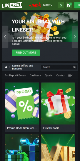 تطبيق LineBet Homepage