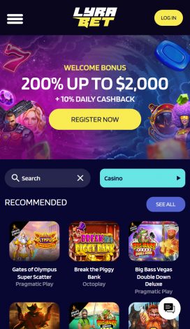 LyraBet App Homepage
