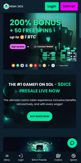 Mega Dice Casinos Homepage
