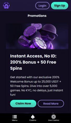 NoKYC Casino Apps Homepage