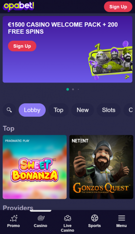 OpaBet Apps Homepage