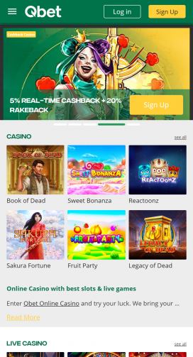 Aplicativo Qbet Homepage