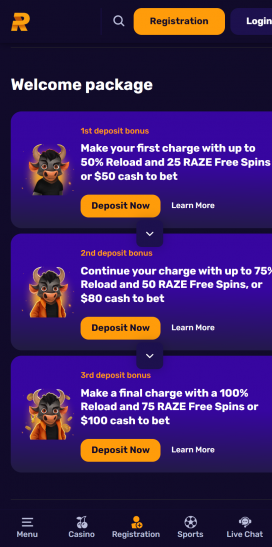 Raze Casino Apps Homepage