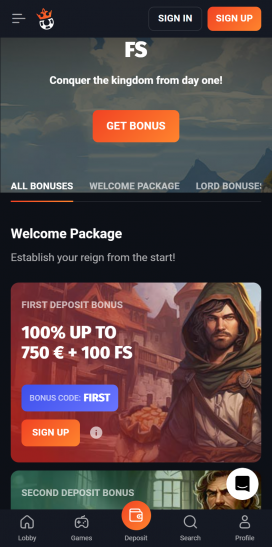 SlotLords Casino Apps Homepage