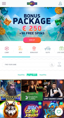Spinia Casino Apps Homepage