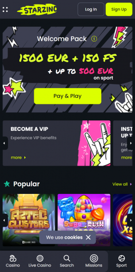 Starzino Casino App Homepage