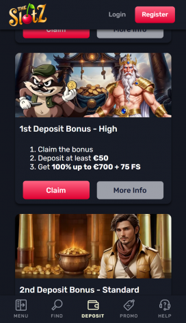 TheSlotz Casino Apps Homepage