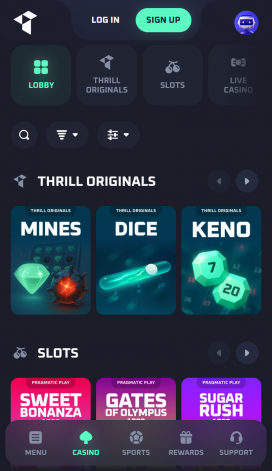 Thrill Casino Apps Homepage