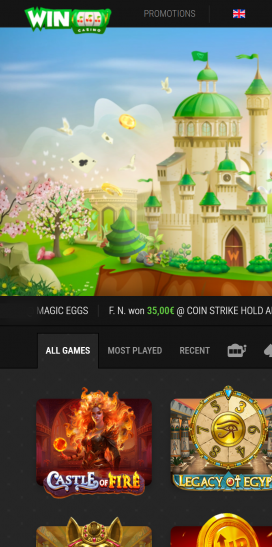 Wino Casino App Homepage