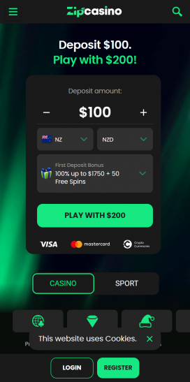 ZipCasino App Homepage