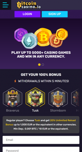 Bitcoincasino.io Apps Homepage