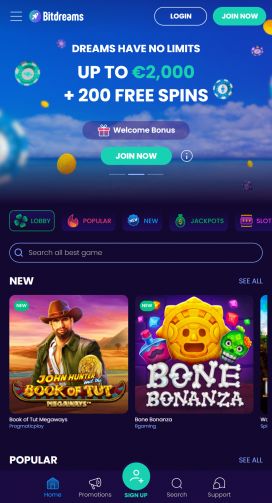 Bitdreams Casino Apps Homepage