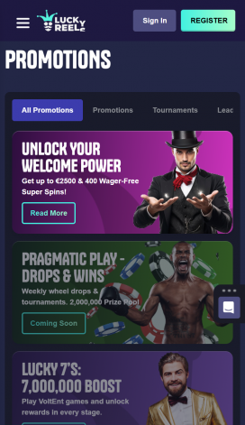 LuckyReels Apps Homepage