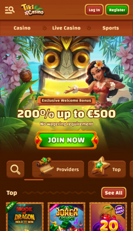 TikiCasino App Homepage