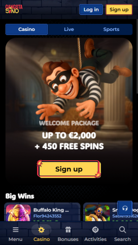 Gangstasino Apps Homepage