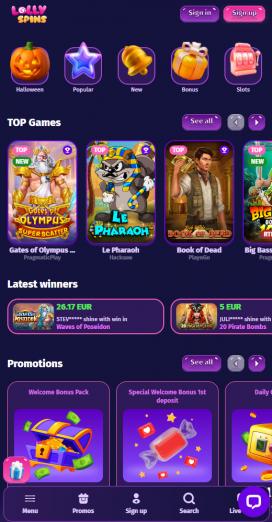 Lolly Spins Apps Homepage